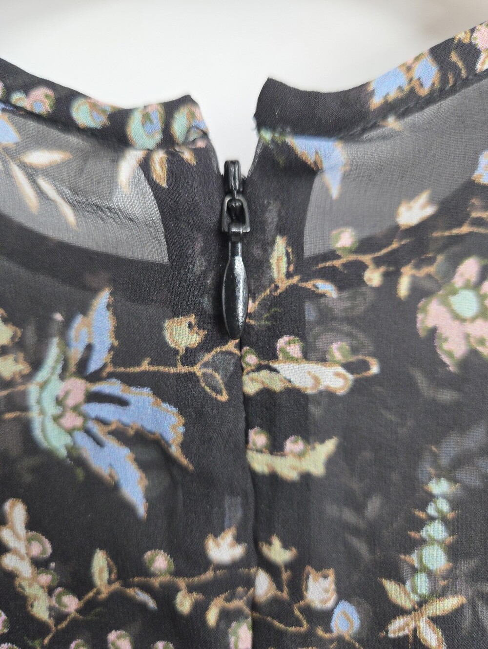 Veronica Beard Thompson Blouse Black Silk Floral Ruffle Peplum - Picture 10 of 16